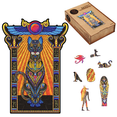 Bastet Unique Wooden Puzzle Size M 150 Pieces Egypt By Fantasy Puzzles FP022