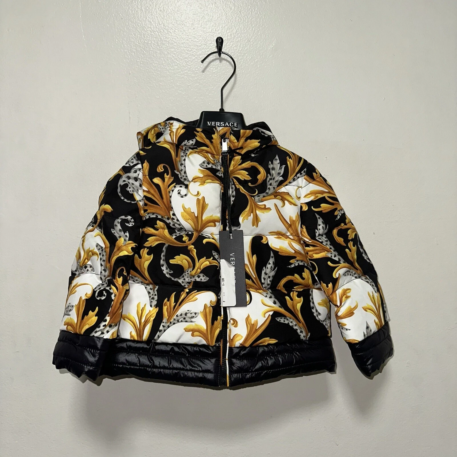 NUOVO piumino d'oca Versace Kids con stampa barocco US bambino 9 12 mesi
