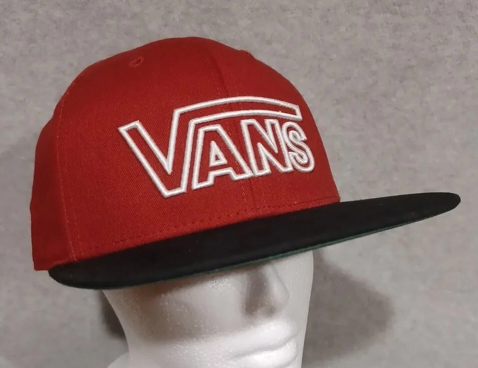 Cappello VANS tesa piatta nero rosso regolabile berretto snapback