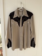 H Bar C California Ranchwear Shirt  Long Tail 5 Pearl Snap Cuff Embroidered