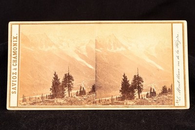 Mont Blanc & Chamonix Valley from La Flégère Alpine Stereoview Photo 1870s V22