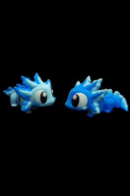3D Printed Axolotl Fidget Toy (2 Pcs) Animals Flexible Gift Stress Relief (Blue)