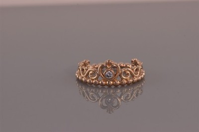 Pandora Rose Sterling Silver Cubic Zirconia Tiara Princess Band Ring 925  Sz: - Main Image