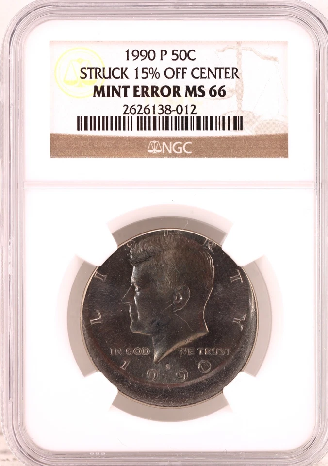 1990-P 50C Kennedy Half Dollar PCGS MS 66 Struck 15% Off Center - Image 4 of 4