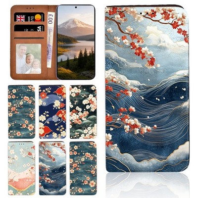 Ocean Wave Muster Leder Ständer Flip Cover Case für Alcatel 1S 1V 3L (2020)