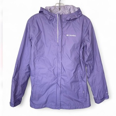 Columbia Omni Tech Rain Jacket Girls XL 18 20 Youth Purple Hooded Waterproof