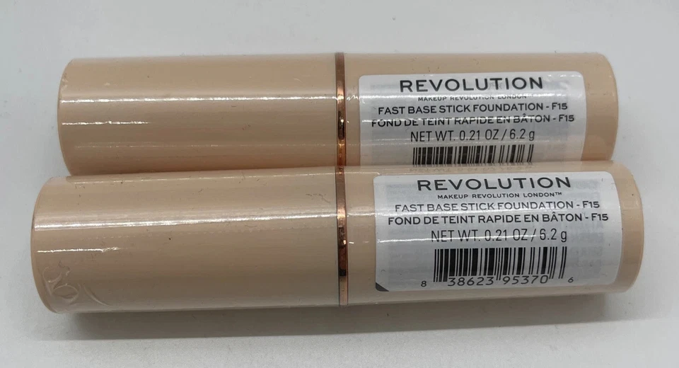 Revolution Fast Base Stick Foundation F15 3 Pack - Full Coverage - New - Image 4 of 4
