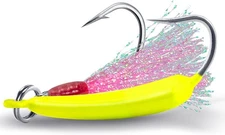 Dr.Fish 5 Pack Pompano Jigs with Teaser Hooks, 3/8oz-Hook 3/0, Chartreuse 