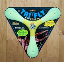 Vintage UNUSED Night-Glow Tri-Fly Sport Boomerang in orig. package Rare 1990s.