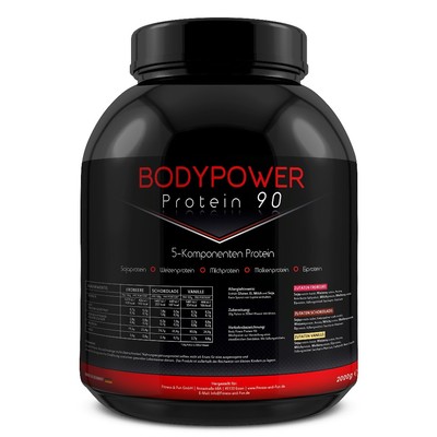 (16 EUR/kg) Body Power Protein 90 2kg Dose Eiweiss BCAA Aminosäuren Dose