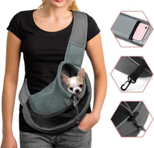 Dog Carrier Sling Breathable Mesh Hand Free Shoulder Tote Bag for Puppy Small An