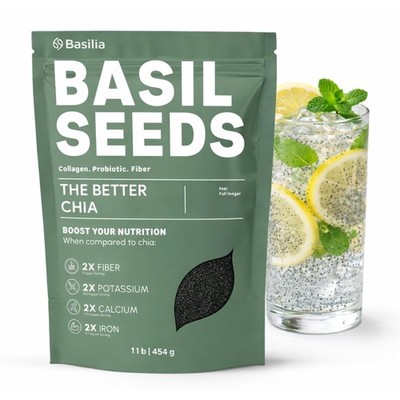 Basilia Basil Seeds for Eating | The Original Loaded Water | 2x More 16oz