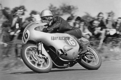 MZ 250cc GP racer & Gary Hocking   1959 Ulster GP - motorcycle racing photo