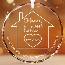 2025 Home Sweet Home Glass Christmas Ornament, New Home Housewarming Gift 2025 