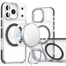 For iPhone 17 PRO Case Magnetic Circle with Camera Lens Stand + Tempered Glass