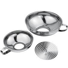 Canning Funnel 3-in-1 Stainless Steel Wide Mouth with Detachable Strainer