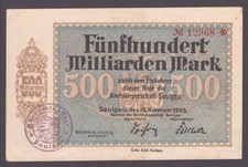 Saulgau, organ urzędowy; 500 miliardów marek z 12 listopada 1923 r.