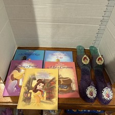 5 Libros de Princesas Disney + Zapatos Rapunzel + Ariel Disfraz de Juego de Simulación