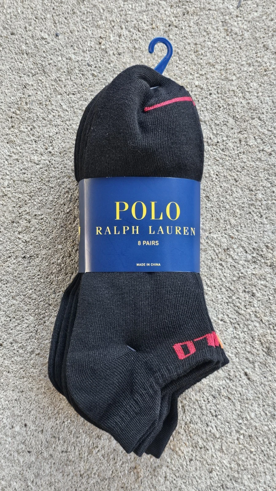 Polo Ralph Lauren Mens No Show Ankle Socks 8 Pair Black Sport Size 10-13
