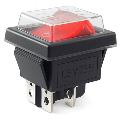 LEVSEB Wippenschalter mit Wasserdichte Abdeckung Geräteschalter, 2 polig (4pin) 16A 250