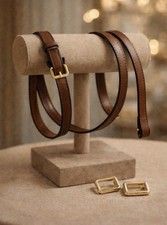Louis Vuitton Brown Leather Adjustable Shoulder Strap 44   2 LV Rings