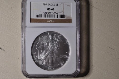 1999 American Eagle Silver Dollar NGC MS 69 Brown Label