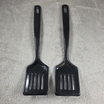 Pair Of EKCO USA Vintage Slotted Black Melamine Plastic Spatula/ Flipper