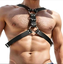 Men's genuine leather chest strap, chest harness,leather harness,punk rave style