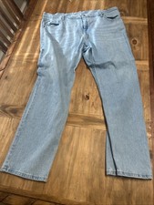 Wrangler Men's Size 42X32 Relaxed Fit Straight Leg Stonewash Denim Work Jeans
