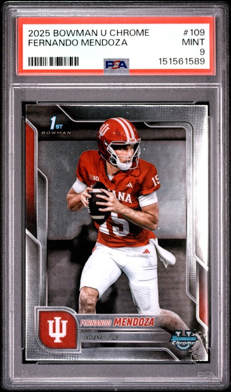 2025 BOWMAN UNIVERSITY CHROME #109 FERNANDO MENDOZA PSA 9