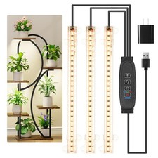 LED Grow Light Strips for Indoor Plants, Full Spectrum 3000K, 72 LEDs, Timer  D