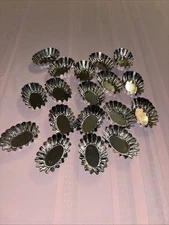 Vintage Swedish 18 Metal tartlet Oval baking  gelatin molds fluted edge Sweden