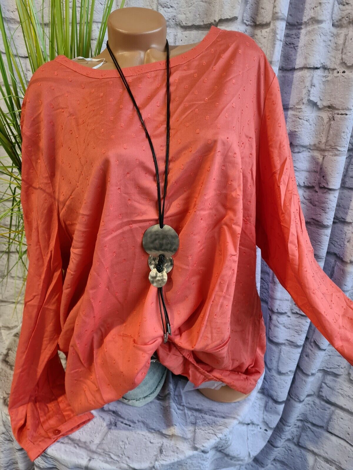 Sheego Shirt Damen Tunika Koralle Orange Ton Langarm (440) Übergröße NEU