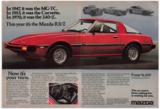 Mazda RX-7 Print Ad Vintage 1970s Sports Car Retro Man Cave Decor Original 1978