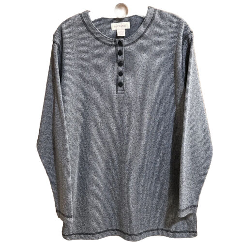 Bechamel Med. Thermal Waffle Stripe-Henley-Long Sleeve 5 Quarter Button -NWOT