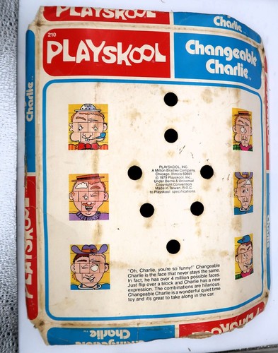 Vtg Changeable Charlie Wooden Blocks Faces Puzzle Kit PLAYSKOOL '79 Orig Box Toy - Picture 9 of 17