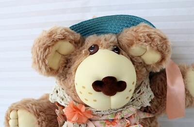 Furskin Bear Plush Vintage 1984 Xavier Roberts Flowered