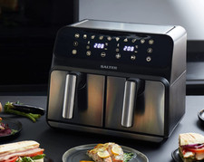 Salter Dual Pro Air Fryer 7.6L Digital Non-Stick 10 Functions Stainless Stee