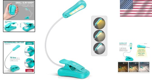 3 Color Rechargeable Book Light - Dimmable, Portable, Ideal for Night Reading - Picture 2 of 8