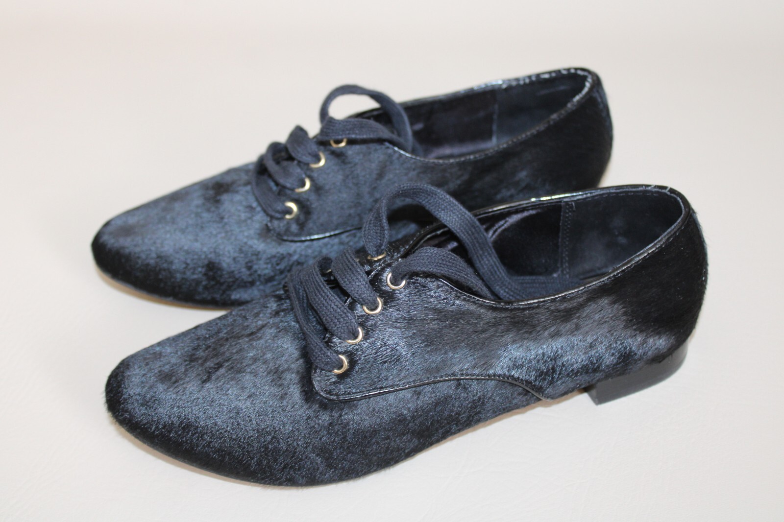 PONY Scarpe derby stringate Dune nere capelli di cavallo EU 38 UK 5 finitura testurizzata delicatamente indossate