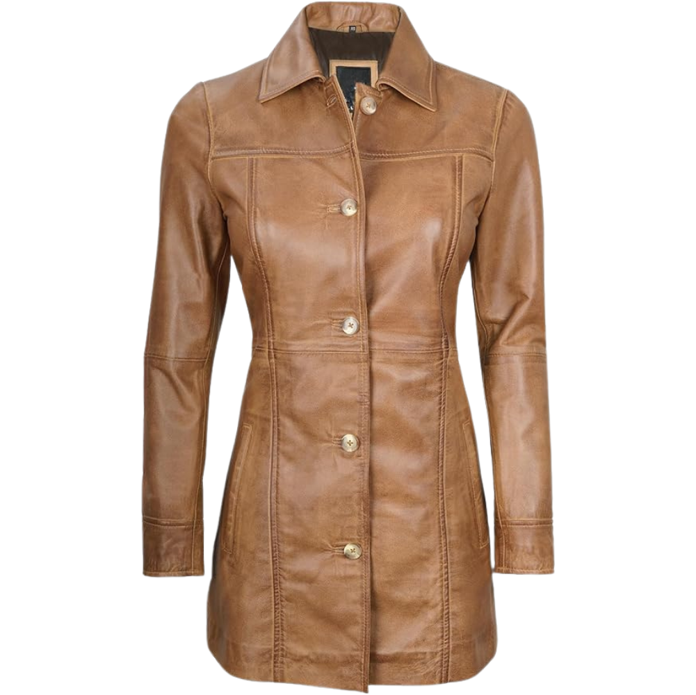 ジャケット・アウター casa veneta leather super long coat Women's Premium Leather Long Trench Coat - Brown - Ron Tomson