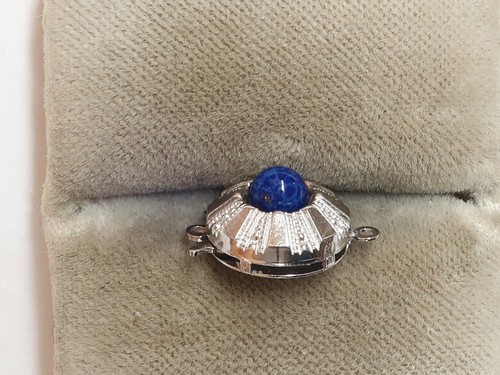 Runde einreihige Schließe, echter Lapislazuli, Silber rhodiniert - Picture 3 of 4