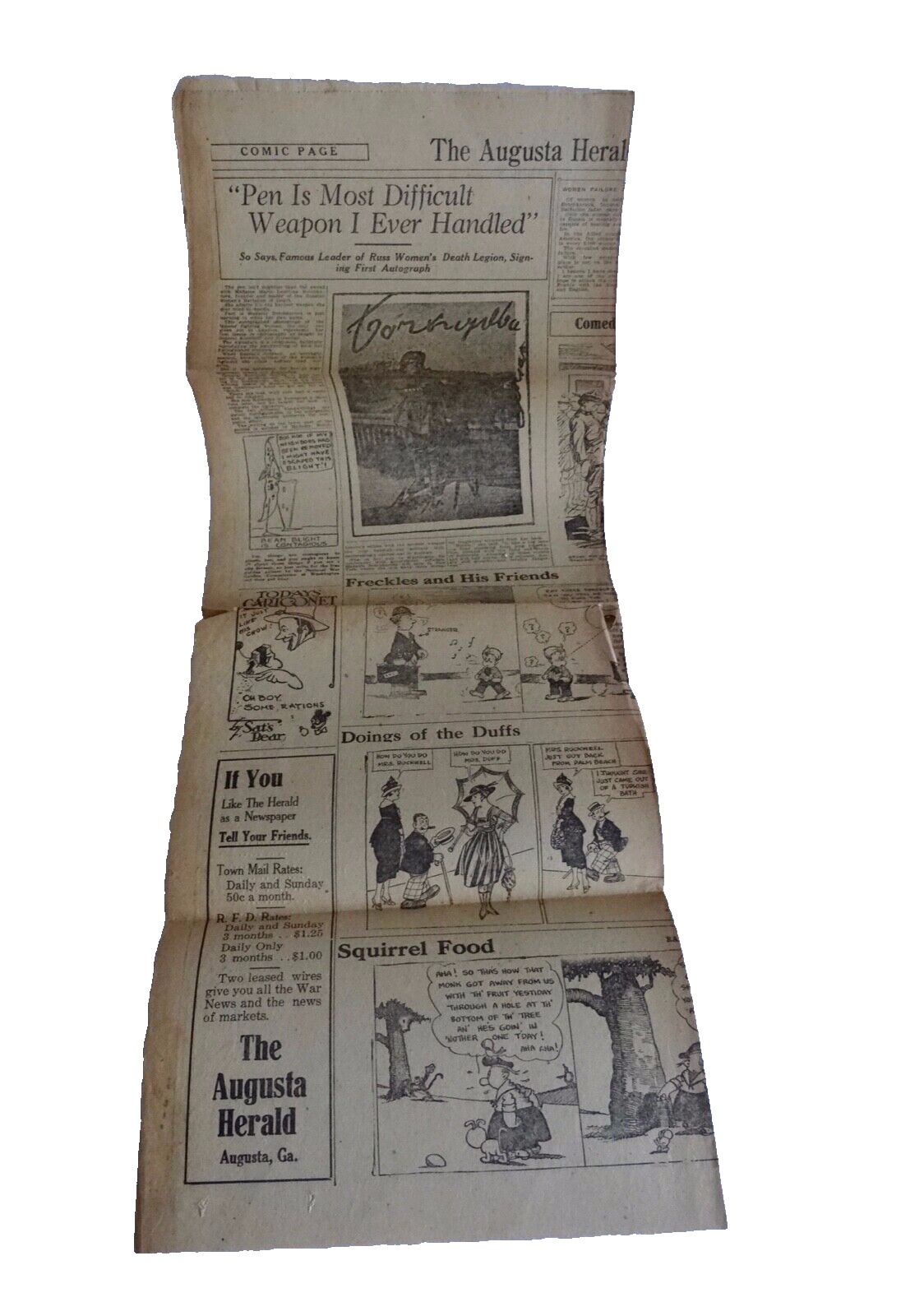 cOMICS FUNNIES AGUSTA HERALD DAILY MAGAZINE 1913 NEWSPAPER SINGLE PAGE neocurio