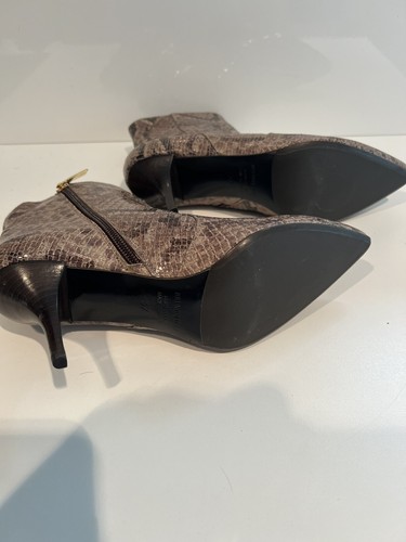 Bruno Magli Schlangenleder Leder Stiefel Booties Italy hellbraun schwarz Pfennigabsatz - Bild 4 von 10
