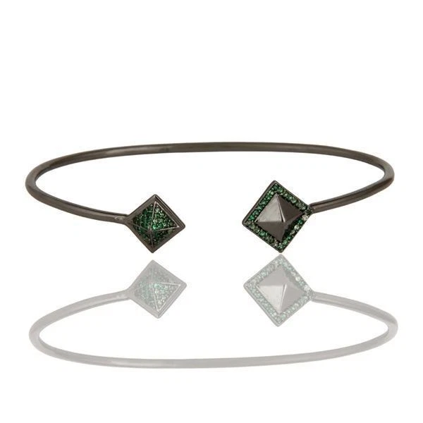 Brazalete brazalete Tsavorita natural de plata de ley 925 negro rodio joyería Foto 2 de 3