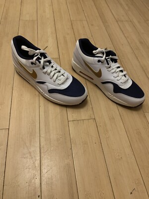 Size 12/Size 13 Men Air Max 1 Essential NikeShoes 537383 127 White Blue Red  Gold | eBay