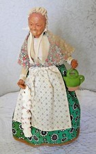 Doll Handmade Santon Antico Provenza, Donna Treccia Aglio Brocca di Terracotta