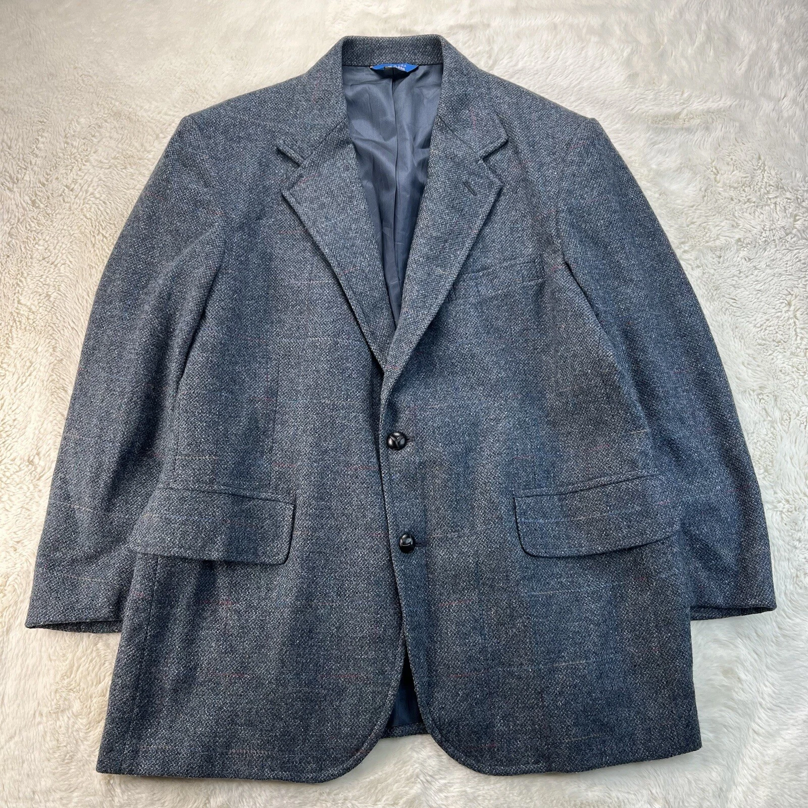 Vintage Pendleton Sport Coat Tweed Blazer Mens 44 Gray Virgin Wool Made in USA