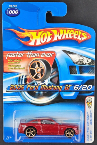 2005 Hot Wheels 1st Ed #6/20 2005 Ford Mustang GT Faster Than Ever FTE Red VHTF