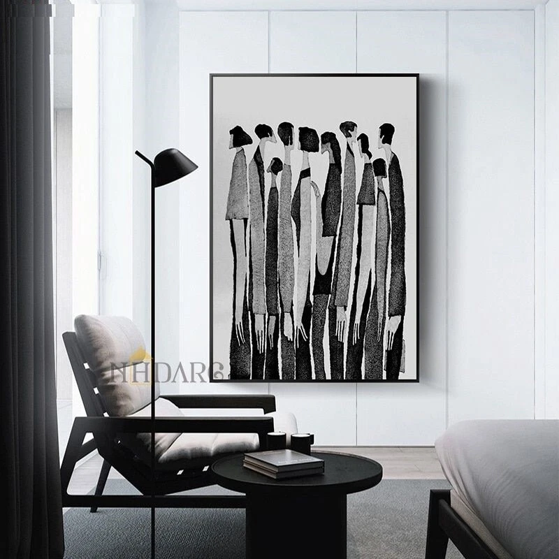 Black White Abstract Character Poster Canvas Painting Art Wall Living Home Decor